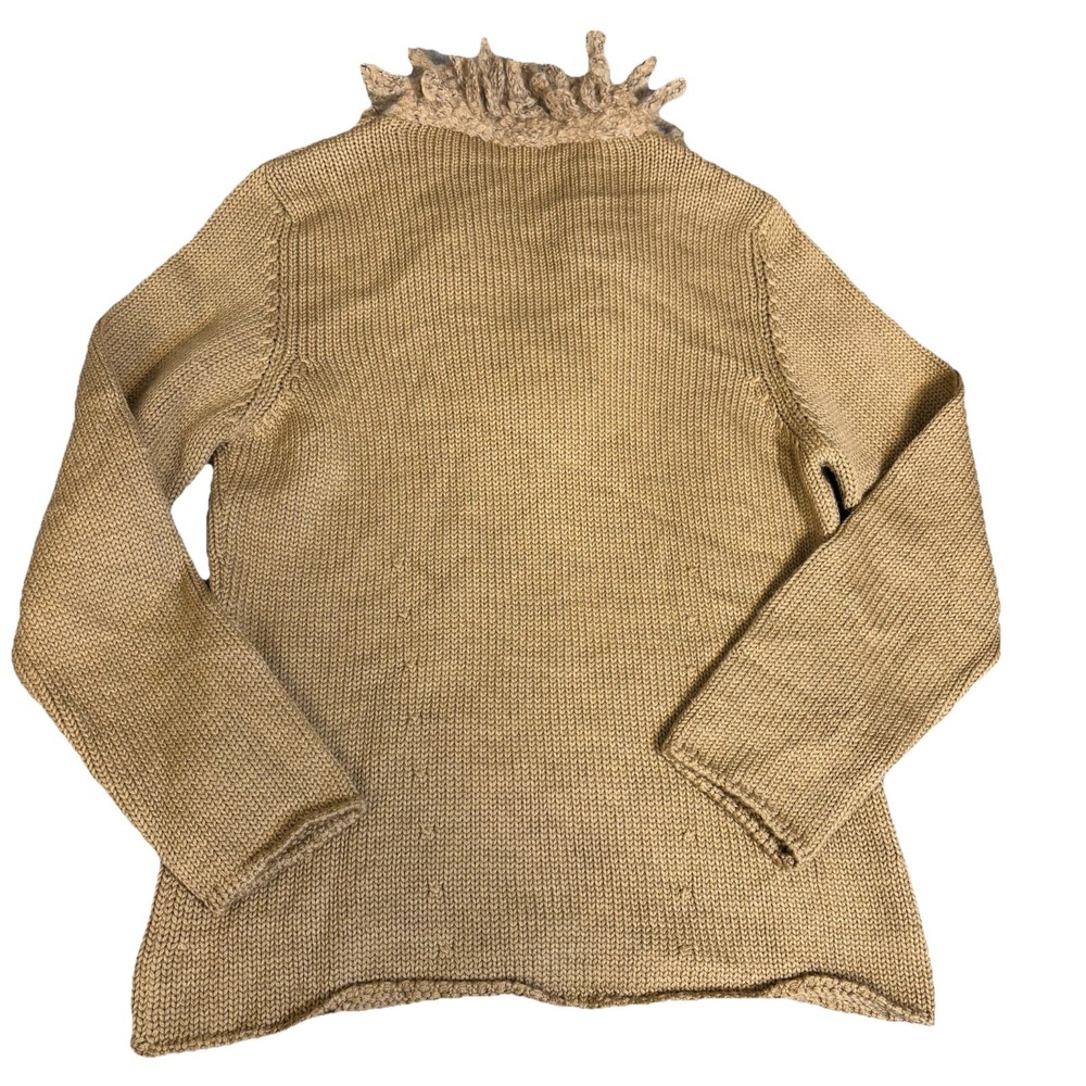 Textured Ruffle V-Neck Sweater in Tan - Picture 10 of 10